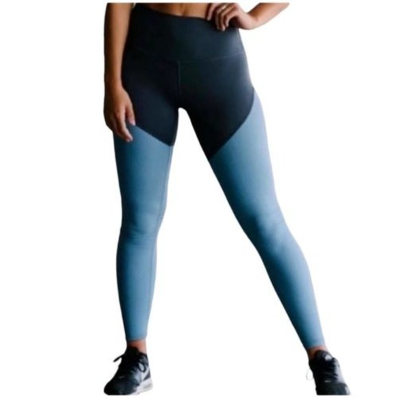 ZYIA Pants - ZYIA Active Blue & Gray Storm Parallel Luxe High Rise Leggings Women's Size 4